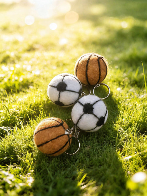 Basketball & Football Wool Felt Keychain